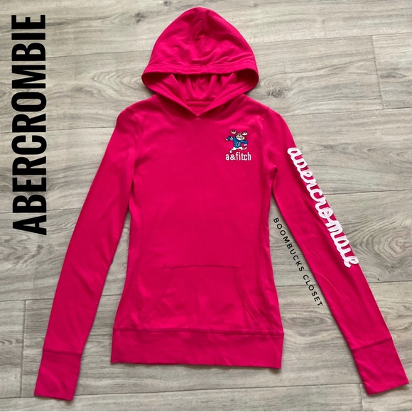 Abercrombie Long Sleeves Tee with Hoodie Embroidered. Large Pink - Picture 2 of 13